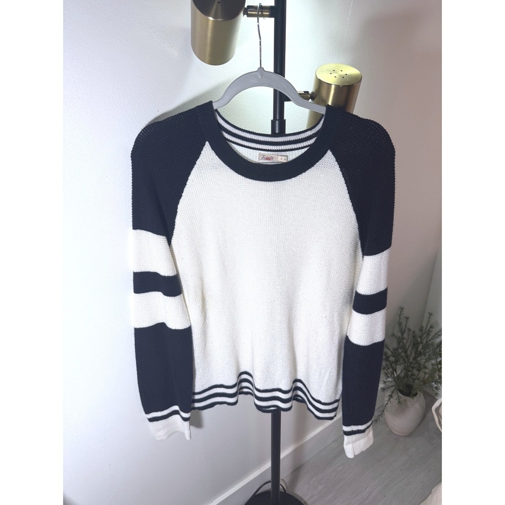 Faherty raglan athletic style mens md navy striped sport tailgate school layers